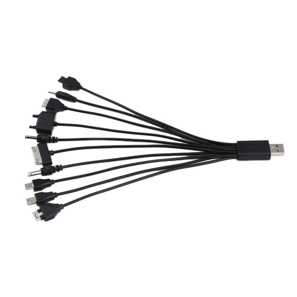 Universal Black 10 In 1 USB 2.0 Version Multi Charger Mobile Phone Cable Universal Male To Multi Plug Charger Cable for Samsung