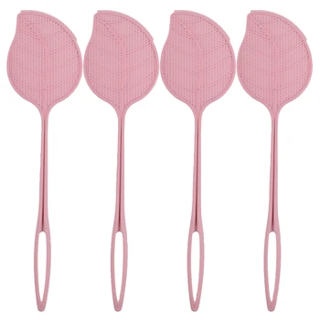 

4pcs Plastic Multifunctional Fly Swatter Manual Swat Mosquito Pest Control with Long Handle for Home Room(Pink)