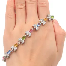 12x10 мм разноцветный турмалиновый цитрин перидот фиолетовый танзанит подарок серебряный браслет 8,0-дюйма