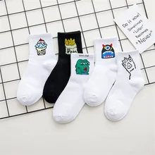 Ins/стильные женские носки, хлопковые носки с мультяшным принтом, дышащие и впитывающие пот носки Harajuku, красивые женские забавные носки