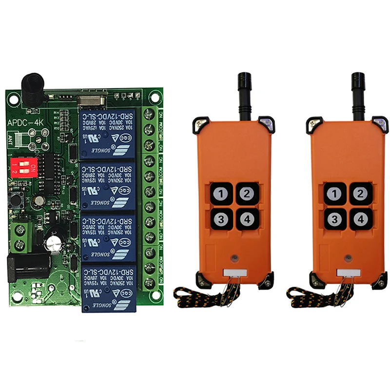 

3000m DC12V 24V 4CH Radio Controller RF Wireless Remote Control Overhead travelling crane System Receiver+ number keys Remote