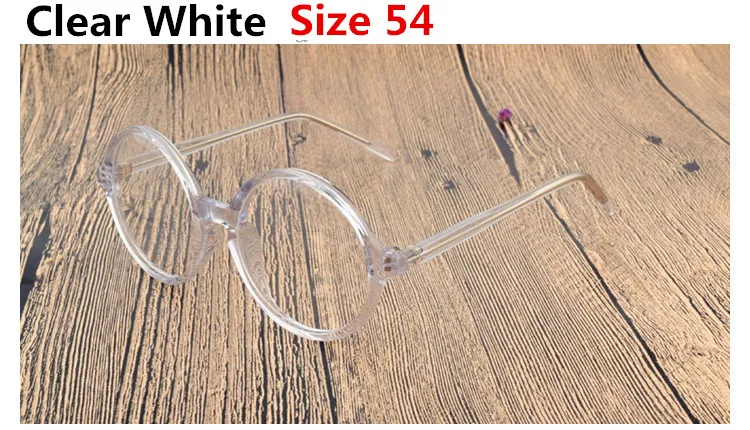 Clear White Size 54 7 размеров, прозрачные белые женские и мужские очки, оправа, винтажные детские круглые прозрачные линзы, очки, оптическая оправа для очков, черный леопард - Цвет оправы: Clear White Size 54
