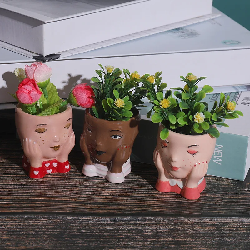 Human Body Vase Desktop Potted Ornaments Simple Personality Flower Pot Creative Gardening Figure Ceramic Plant Pots | Дом и сад