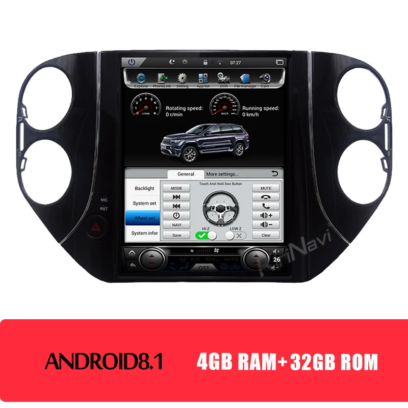 KiriNavi 10," вертикальный экран 1Din Android 8,1 автомобильный Dvd мультимедийный плеер для Volkswagen VW Tiguan автомобильный Радио авто Gps навигация - Цвет: Android car radio