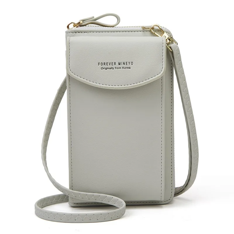 

2020 Korean version of the new mobile phone bag women's wallet two-layer vertical one-shoulder messenger fashion bag card bag