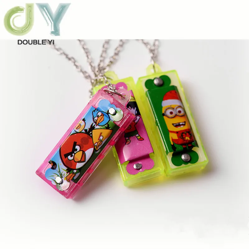 

4-hole 4-tone mini small harmonica necklace key chain children's harmonica cartoon small harmonica set=5