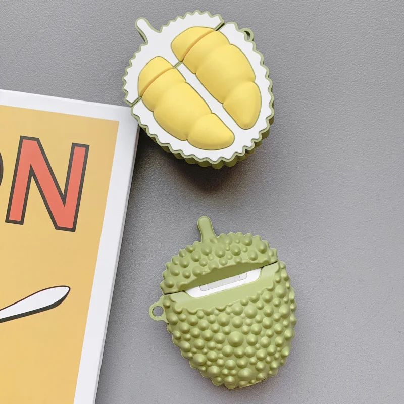 Durian fruit для Airpods 2 чехол силиконовый чехол для Apple Air pods милый чехол для наушников 3D чехол для наушников Аксессуары для наушников