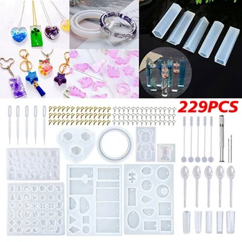 

229 DIY Crystal Epoxy Jewelry Mould Accessories Set Pendant Jewelry Bracelet Silicone Mould
