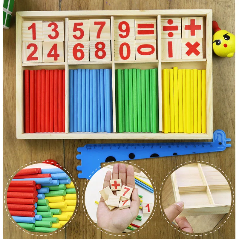 Детские развивающие игрушки для детей деревянные для счета палочки математическая Игрушка Дети Монтессори математическое мышление Обучение Деревянная коробка игра