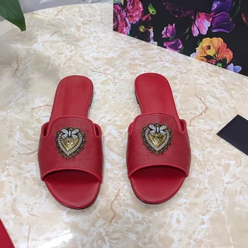 

brand designer leather red Black white sandals 2020 summer shoes women metal G slides & ladies slippers fashion luxury with logo