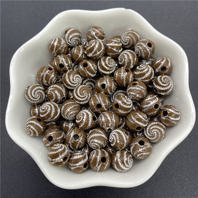 8mm Acrylic Spacer Beads Carving Vortex Loose Round Shape Beads For Jewelry Making