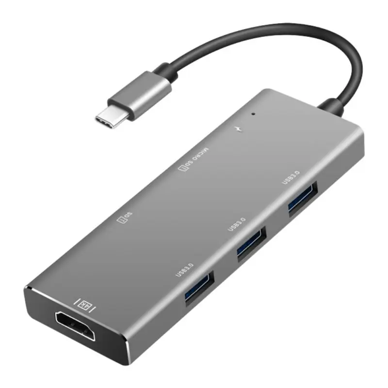 Plug and Play Алюминиевый сплав USB C для Hdmi VGA Ethernet адаптер многофункциональный концентратор 4K HD USB 3,0 концентратор док-станция