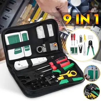 

9 in 1 Network Repair Tool Kit RJ45 RJ11 RJ12 Cat5 Network Cable Tester RJ45 Crimper Crimping Pliers Tool Connector Test