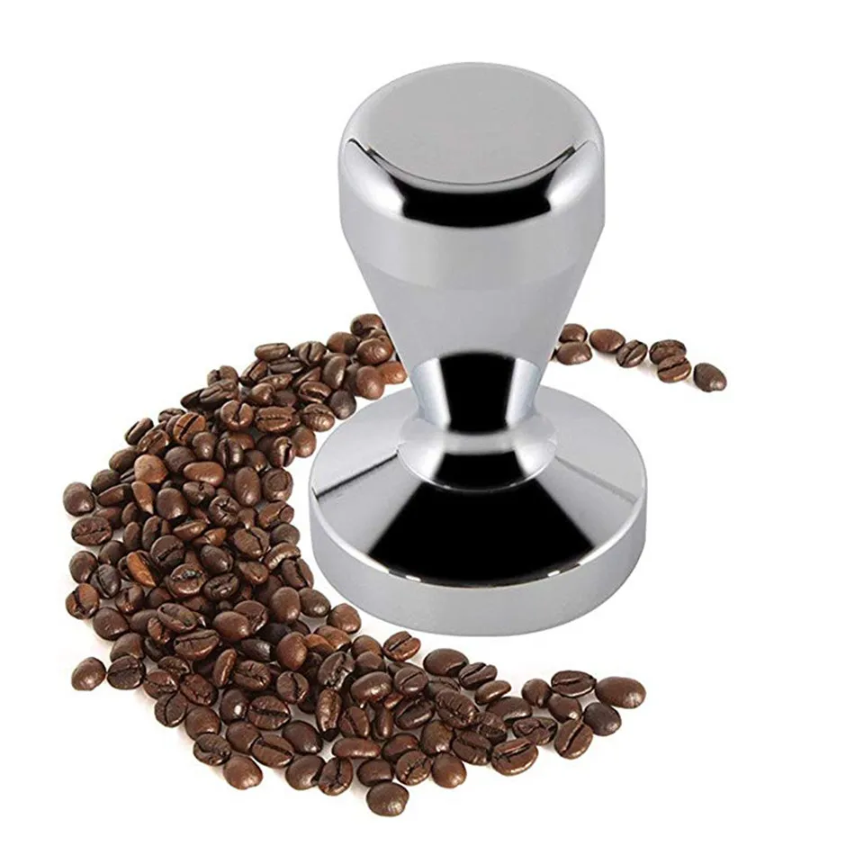 

49mm or 51mm Silver Solid Iron with Chrome Plated Base Coffee Tamper for Espresso Coffee Machines Press Coffee Grind Tool