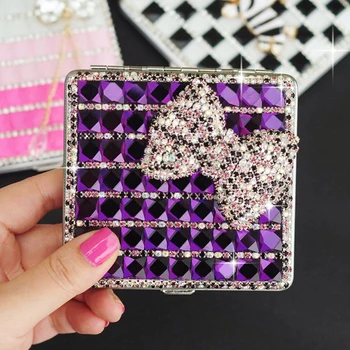 

Ladies Metal Bow Lips Cigarette Case Creative Rhinestone Diamond PU Leather Smokes Holder 20 Sticks Portable Storage Box Gifts