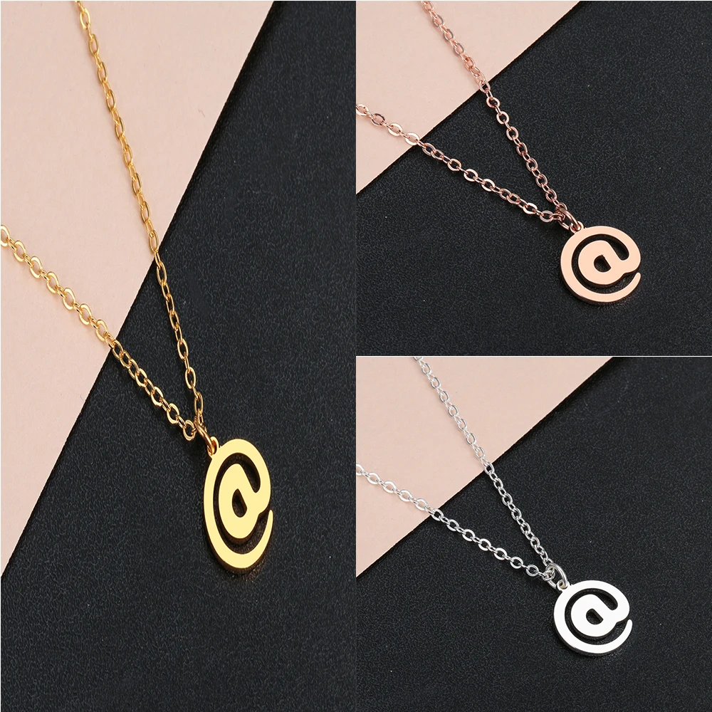 QIAMNI English Words Symbol @ Alphabet Pendants Necklace for Women Fashion Jewelry Letter At Initial A Bijoux | Украшения и
