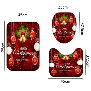 

Bathroom Shower Curtains Bathroom Non-slip Carpet Toilet Seat Cover Xmas Theme