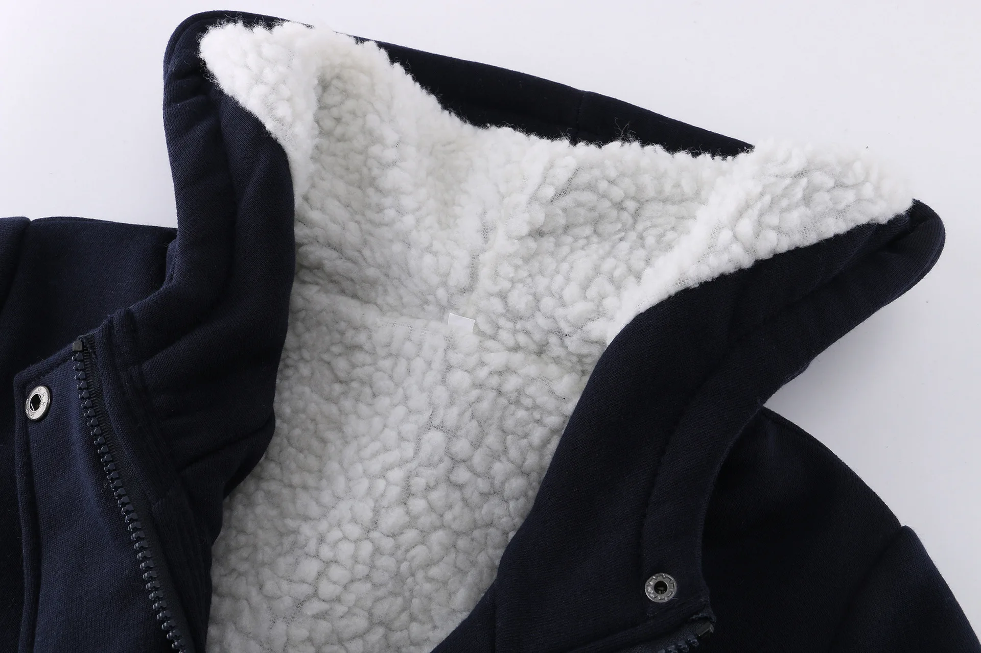 Hooded Wool Blended Classic Ox Horn Leather Button Coat Jacket Cotton-padded Clothes plus Velvet Lambs Wool in Thick 8090b