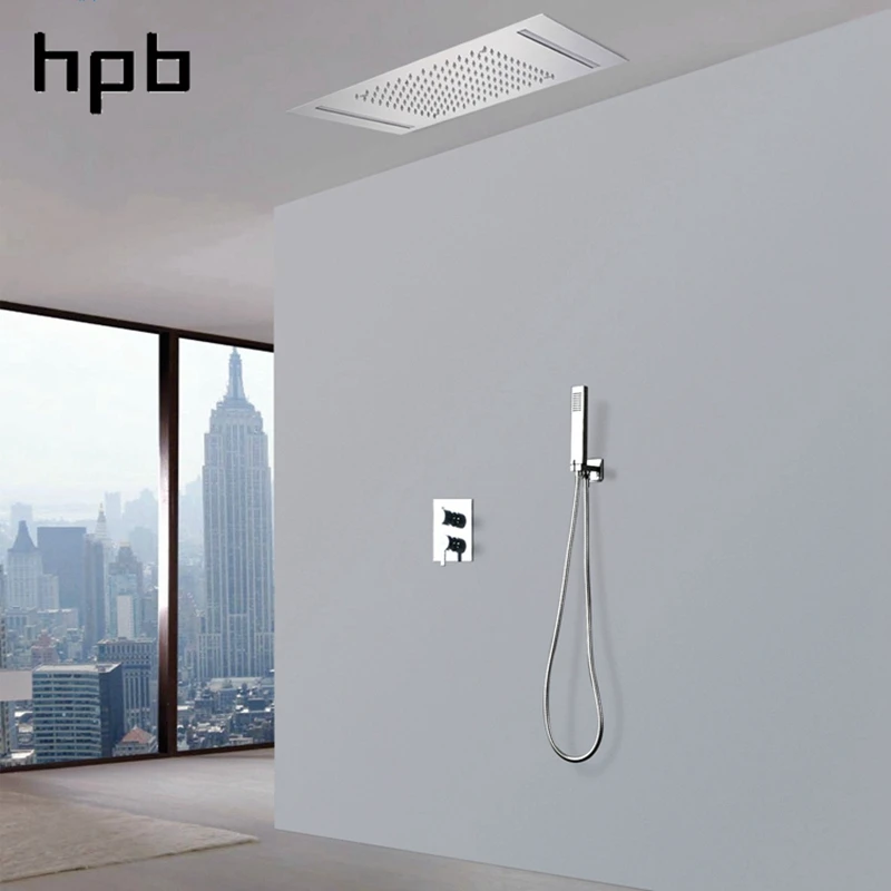 HPB Grifos De Ducha светодиодный потолочный дождевой осенний набор для душа ванной комнаты 2 функции хромированный современный смеситель для душа 002V-50X36E-F