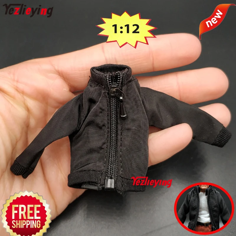 1/12 Scale Clothes Accessories Jacket Coat Black Casual Cotton Cloth