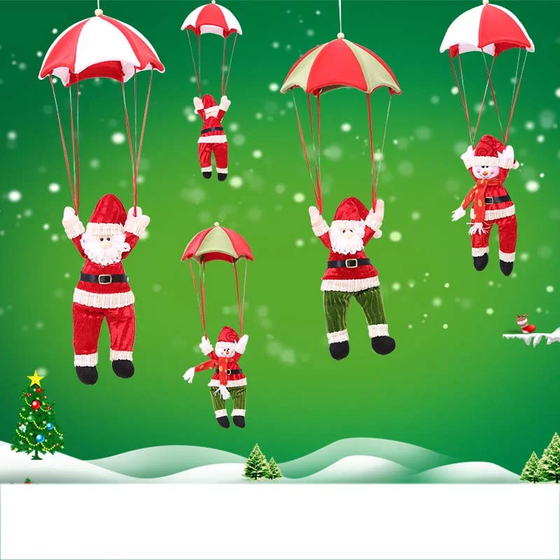 

Christmas Ornaments Snowman Santa Claus Parachute Doll Restaurant Mall Christmas Decoration Pendant New Year Xmas Tree Ornaments