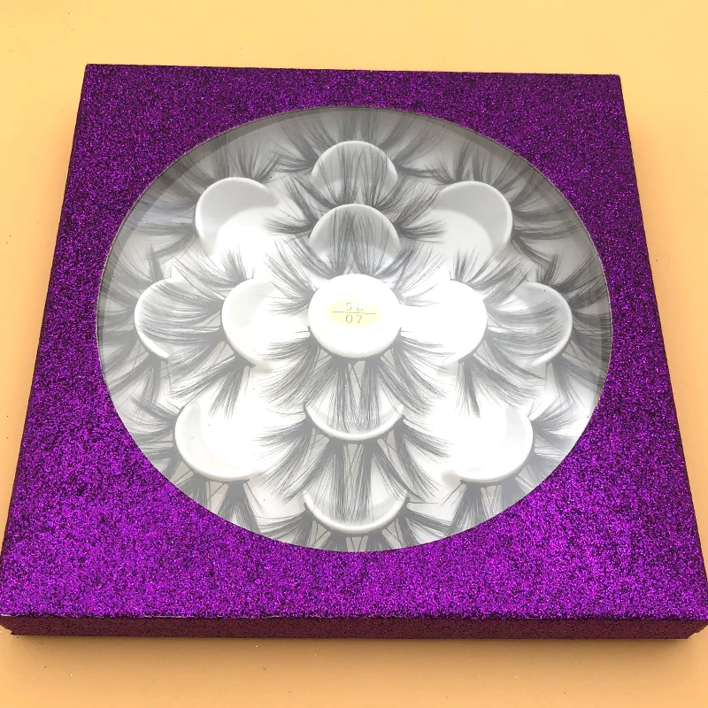 purple box 7 пар накладных ресниц упаковочная коробка Пользовательский логотип поддельные 3d норковые ресницы Коробки искусственные cils полосы Алмазный Магнитный чехол пустой - Цвет: purple box