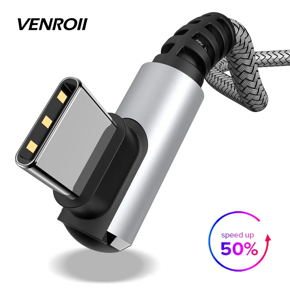 

Venroii 3A USB Type C Cable for Samsung S8 Xiaomi Mi Mix Max 3 8 USBC Type-C Data Kable for Huawei P20 Lite Mate 20 Oneplus 6 6T