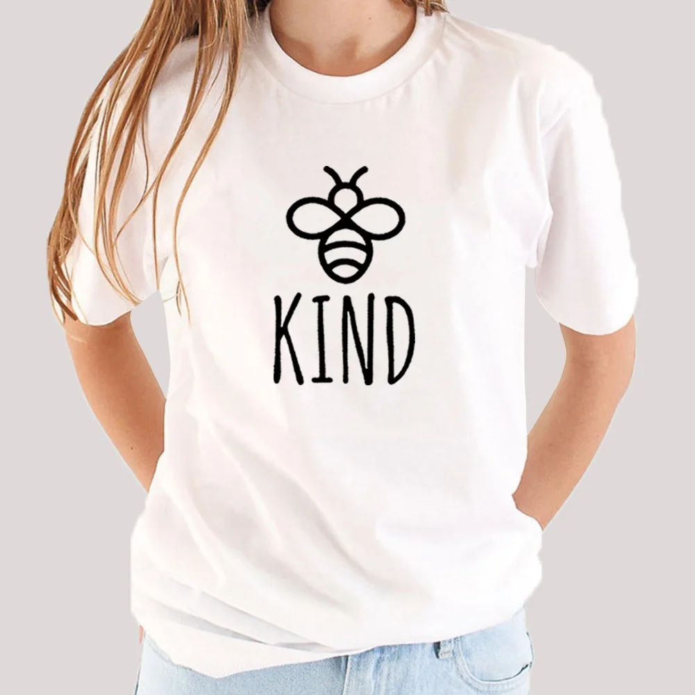 Cute Bee Kind Graphic Tees Women Short Sleeve T Shirt Women O-neck Tee Shirt Femme White Cotton Tshirt Women Top Chemise Femme Cute Bee Kind Graphic Tees Women Short Sleeve T Shirt Women O-neck Tee Shirt Femme White Cotton Tshirt Women Top Chemise Femme