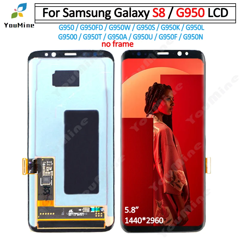 ЖК для SAMSUNG Galaxy S8 дисплей S8 Plus s8+ G950 G950F G955 G955F кодирующий преобразователь сенсорного экрана в сборе Замена с рамкой