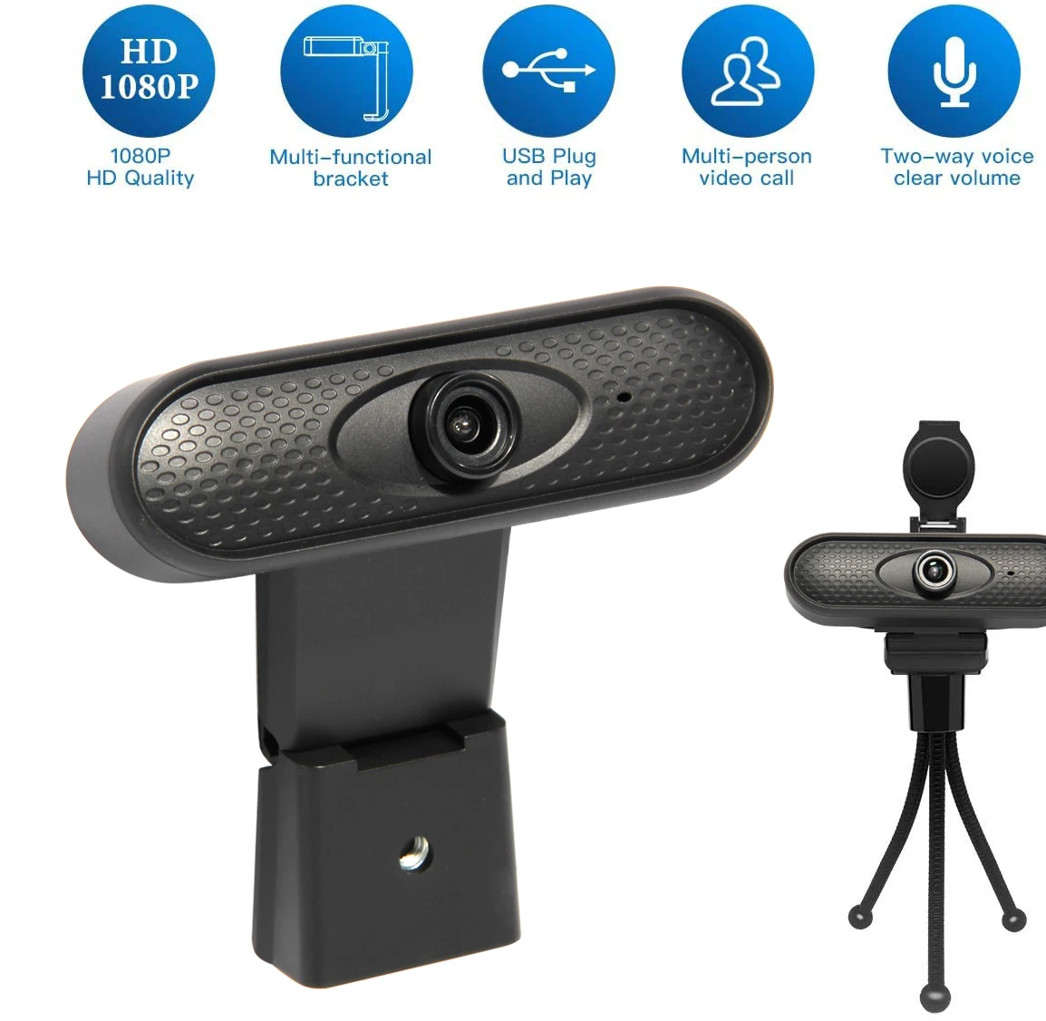 

Webcam 1080P, HDWeb Camera with Built-in HD Microphone 1920 x 1080p USB Plug n Play Web Cam, Widescreen Video