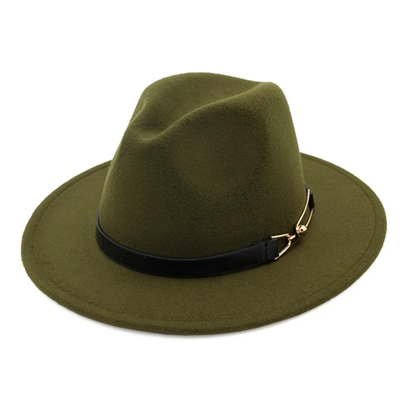 HT3897AG Женская Фетровая Шляпа Fedora, зимние шляпы с широкими полями, осенняя мода, церковная женская имитация шерсти, мужская фетровая шляпа - Цвет: HT3897AG