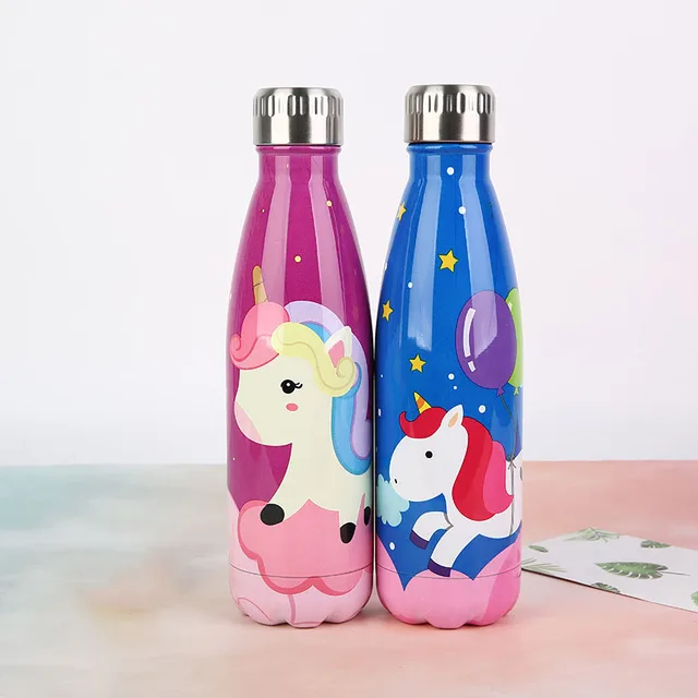 Cartoon Unicorn Water Bottle Stainless Steel Keep Cold Cola Sport Drinking Bottle Cute for Camping Travel