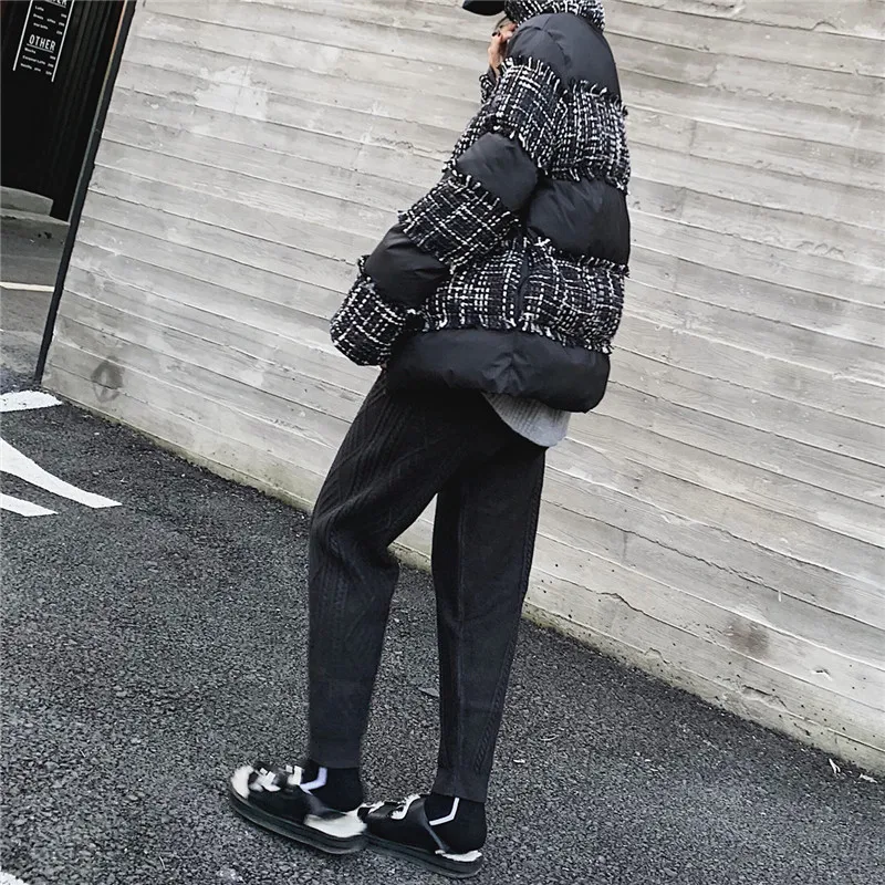 capri pants JXMYY Winter Thicken Women Harem Pants Casual Drawstring Twisted Knitted Pants Femme Chic Warm Female Sweater Trousers 2022 cargo pants