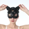 BDSM-mascarillas de cuero ajustable para mujer, arnés de cuero con correa, disfraces eróticos góticos, accesorios de Cosplay, máscaras para gato Porno, herramientas sexuales ► Foto 2/6