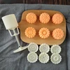 Reusable 6Pcs/4Pcs Festival Cookie Decorate 50g Plastic/Stainless Steel Multi Purpose Mooncake Moulds 3D Flower Shape ► Photo 3/6