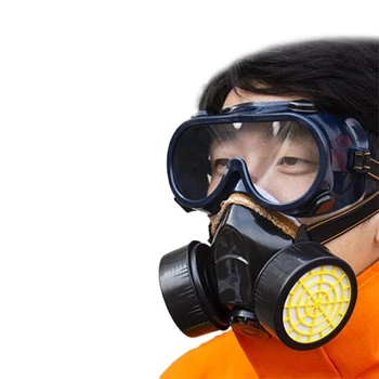

3PCS Protective Mask Safety Respiratory Gas Mask Goggles Dual Protection Emergency Survival Safety Respiratory Face Mask Goggles