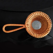 Office Tools Practical Rattan Filter Fine Mesh Long Handle Hanging Kitchen Accessories Drinking Hand Woven Tea Strainer Infuser
