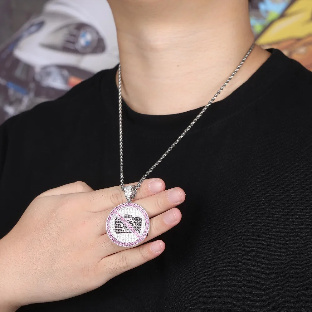 JINAO Fashion Camera ban Necklaces Cubic Zircon Hip Hop Gold and Silver Jewelry Chain Iced Out Chain Pendant for Men Women Gift