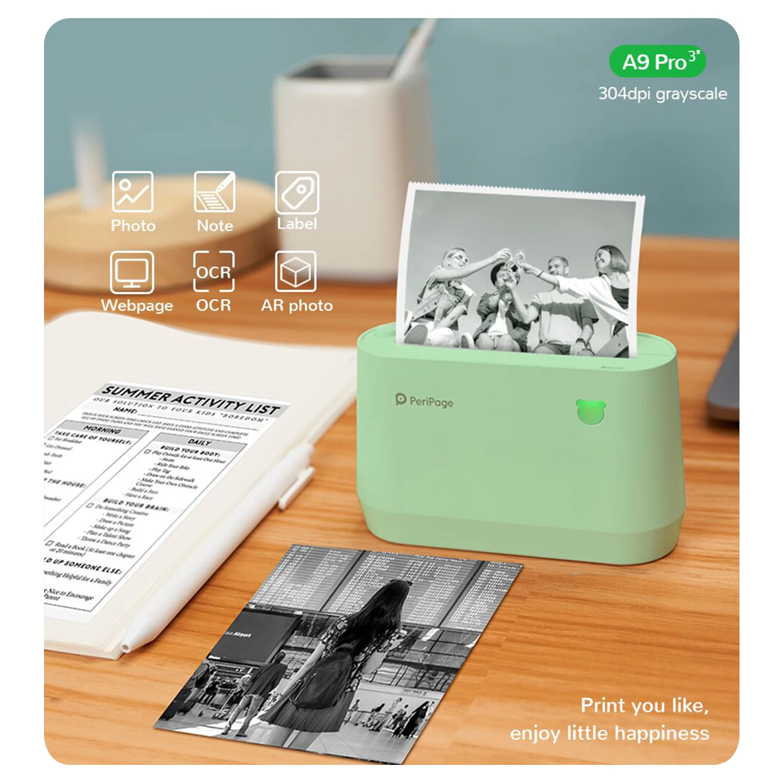 cheap portable photo printer Original PeriPage A9 Pro BT Portable Thermal Pocket Printer 304dpi Grayscale Mode Compatible with Android iOS Smartphone Windows canon mini photo printer