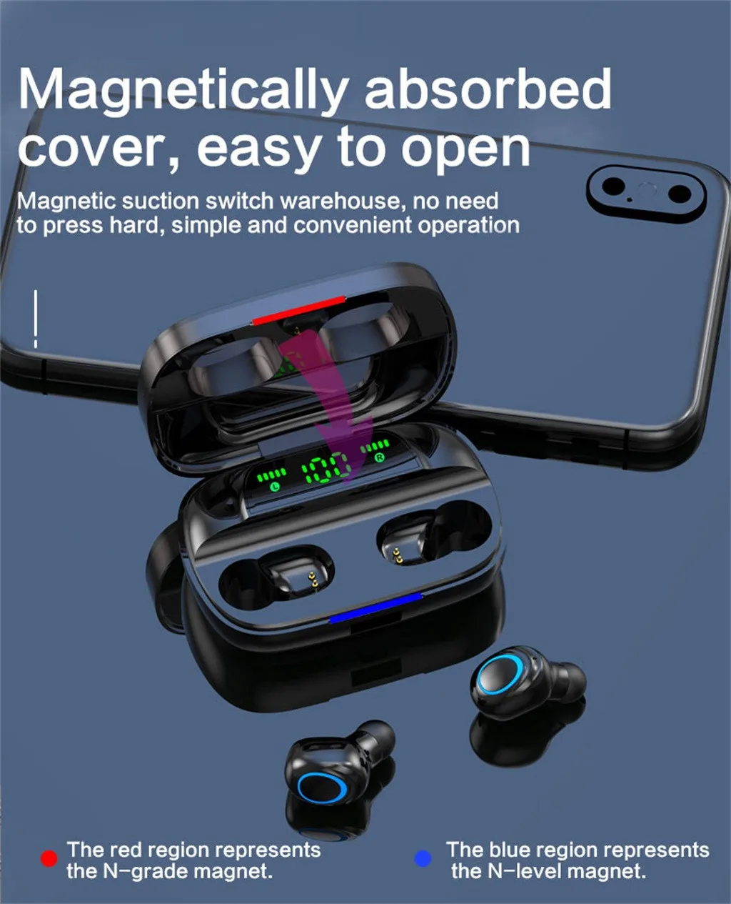 Bluetooth 5,0, гарнитура, беспроводные наушники, мини, в уши, стерео гарнитура, 3500 мА/ч, большая емкость, светодиодный, холодный светильник, IPX5, водонепроницаемый