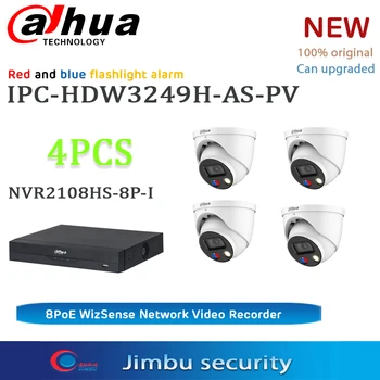 

Dahua NVR 8CH kit 4K AI Video recorder NVR2108HS-8P-I & IP camera 2MP IPC-HDW3249H-AS-PV 4pcs/Lot Full-color Active Deterrence