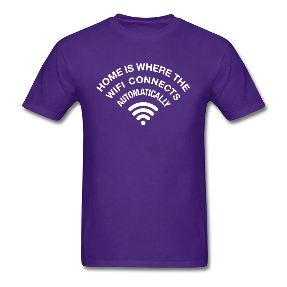 Geek Home_is_where_wifi_connects_2847 Short Sleeve Summer Tops Shirt Brand Crewneck Cotton Fabric Tshirts Men's Top T-shirts Home_is_where_wifi_connects_2847 purple