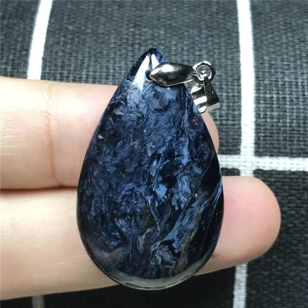 

Natural Blue Pietersite Pendant For Woman Man Namibia Crystal 36x23x8mm Water Drop Beads Firework Effect Stone Jewelry AAAAA