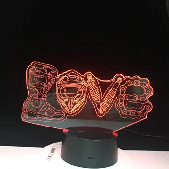 

Motorcycle Fans Gifts 3D LED Mechanical Love Moden Night Lights Creative 7 Colors Changing Luminaria Table Lamp Home Decor 4252