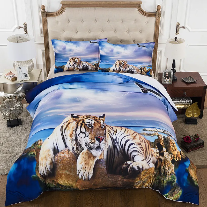 

Beach Tiger 3D Print Bedding Sets Duvet Cover Pillow Shams for Teens Boys 3 Pieces Queen King Size Bedclothes Bed Linen