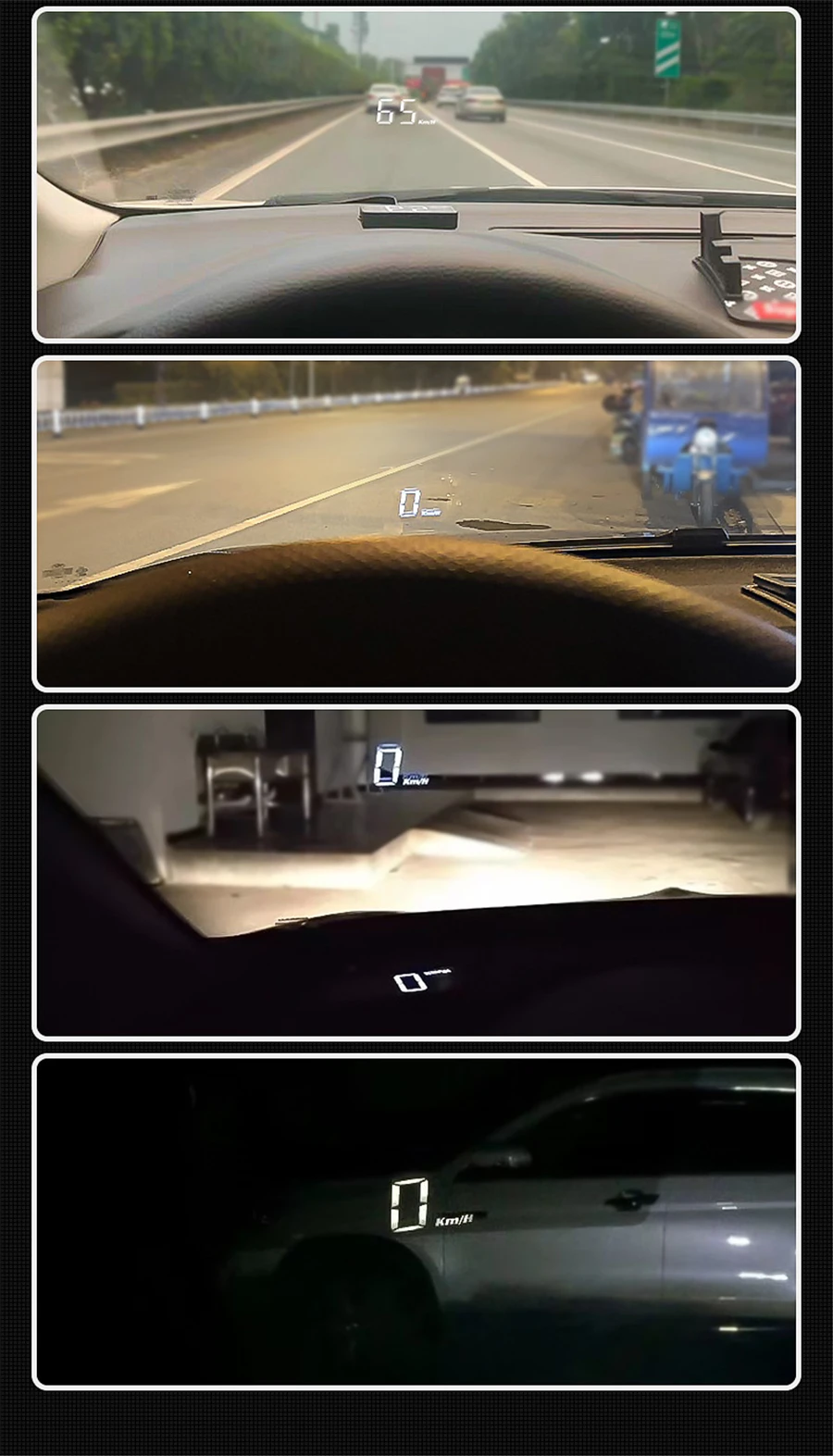 Auto HUD OBD2 Head-up displej, projektor rychlosti, rychloměr, čelní sklo, km/h/míle, teplota vody, voltmetr_voghion.com
