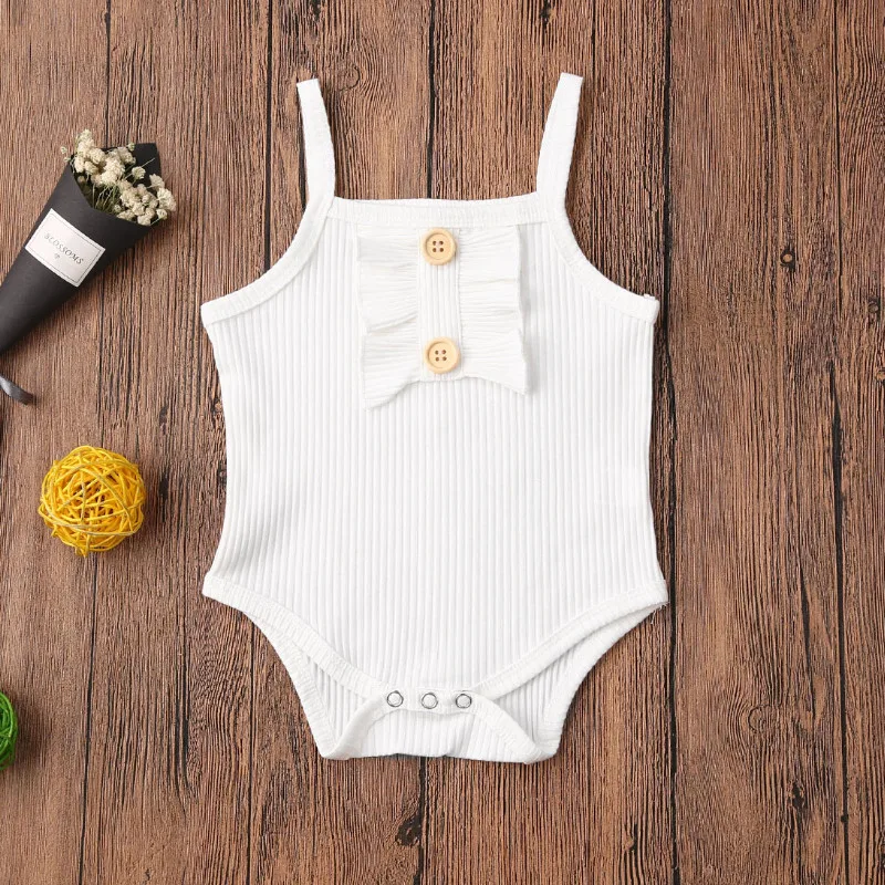 Emmababy боди для новорожденных девочек с оборками на тонких бретельках и пуговицами