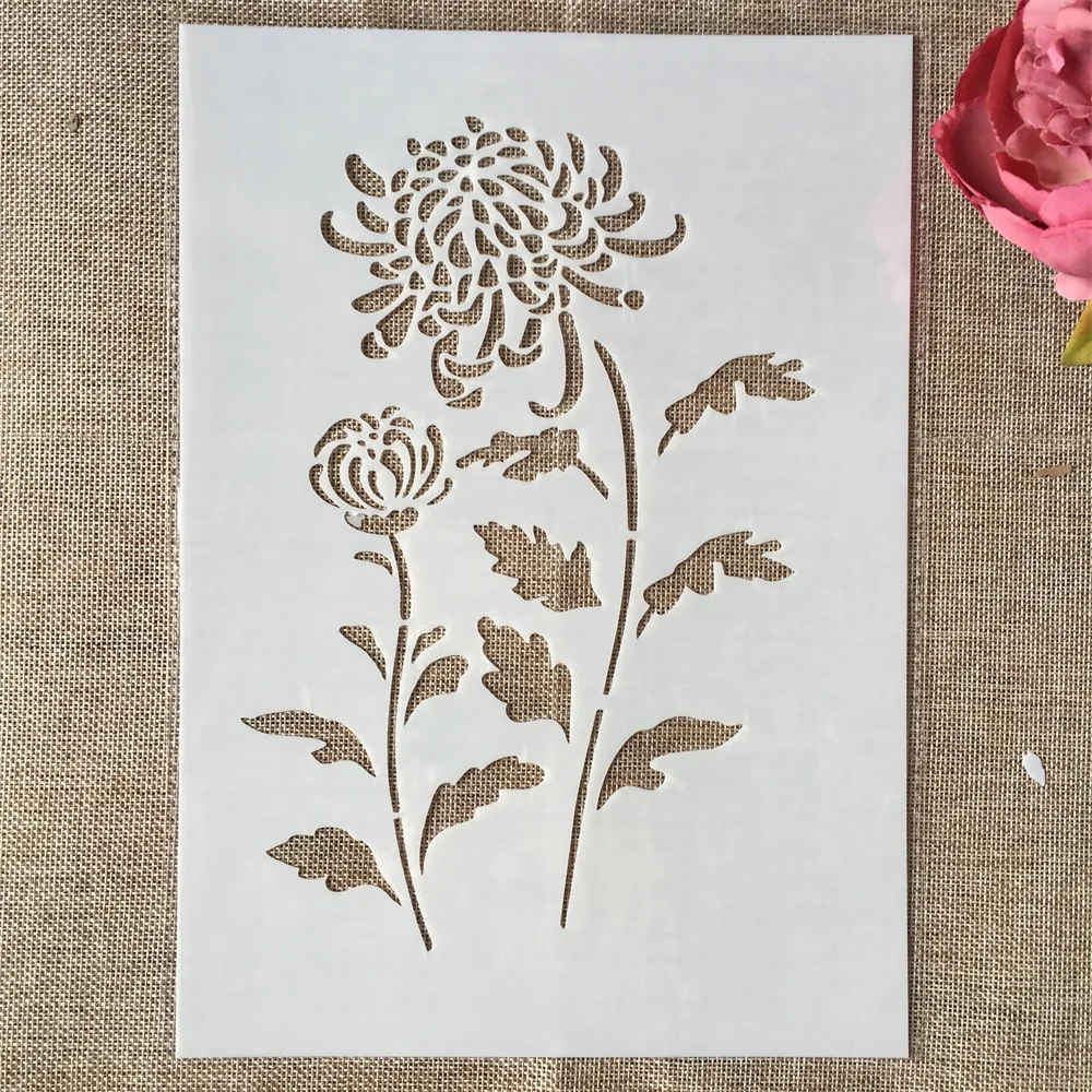 

29cm A4 Rose Chrysanthemum DIY Layering Stencils Wall Painting Scrapbook Coloring Embossing Album Decorative Template