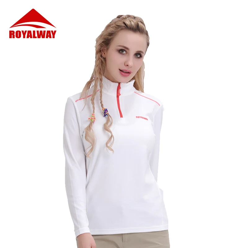 

ROYALWAY Women Stand Up Collar Long Sleeve TShirt Running Jacket Sports Workout Pullovers Outdoor Exercise Sweaters RFLL3181G