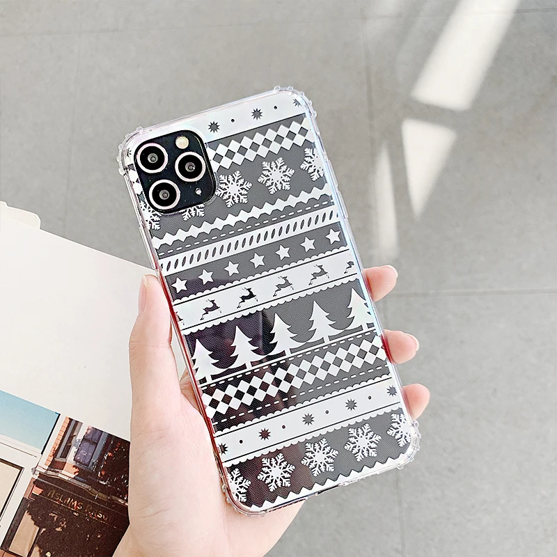 

cartoon Christmas Cartoon Deer Case For iPhone XR XS Max X Clear soft TPU back Cover Fundas For iphone 11 case 7 8 Plus 11 Pro